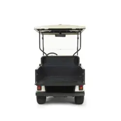 Rear view of Toro Vista utility vehicle showcasing its spacious cargo bed attachment for material transport