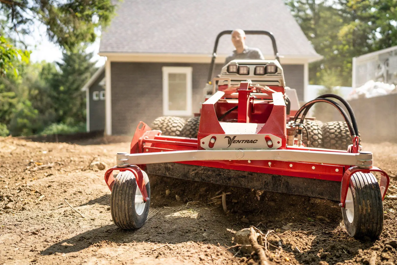 Ventrac Power Rake Tractor Attachment - residential surrounding