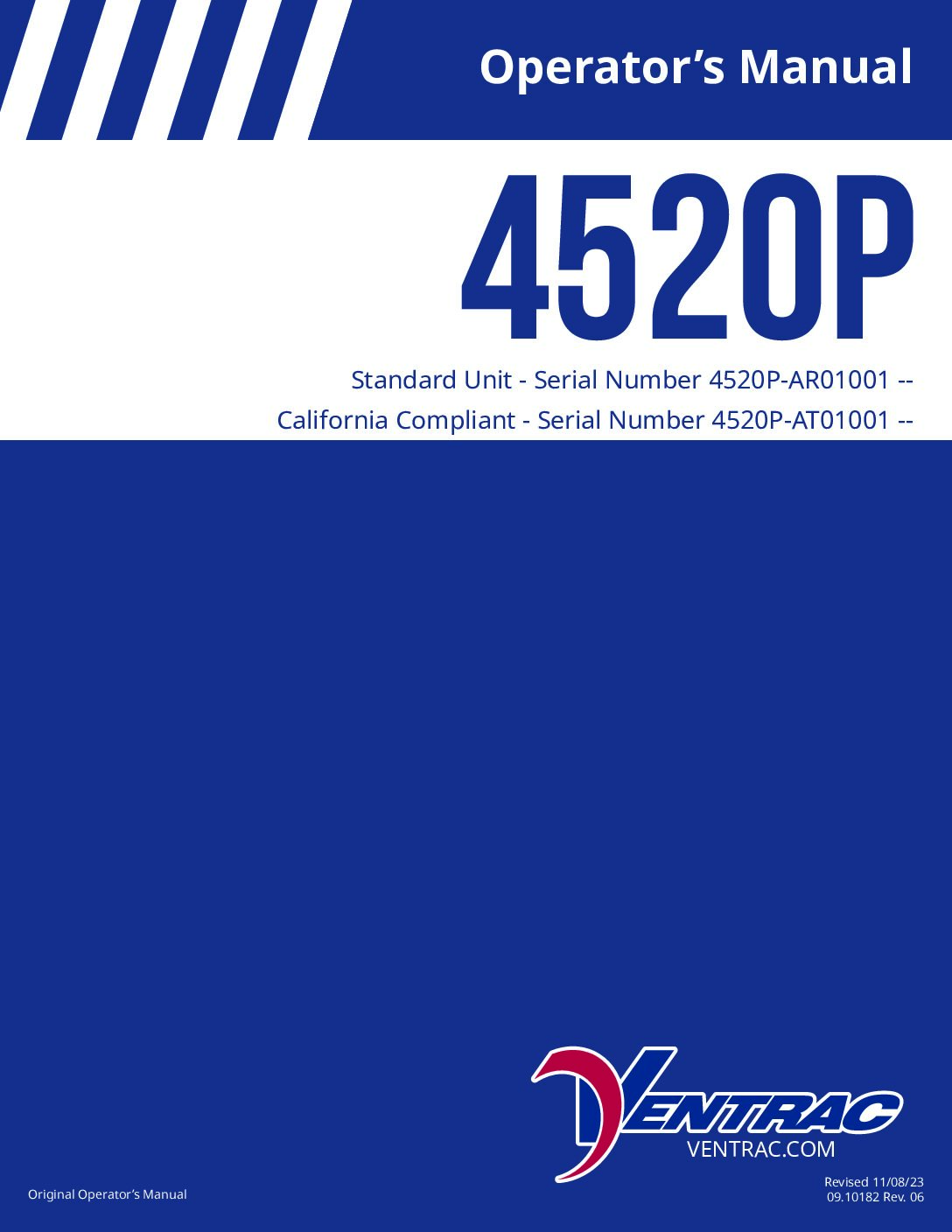 Ventrac 4520P Std & CA Compliant 4520P – Operators Manual