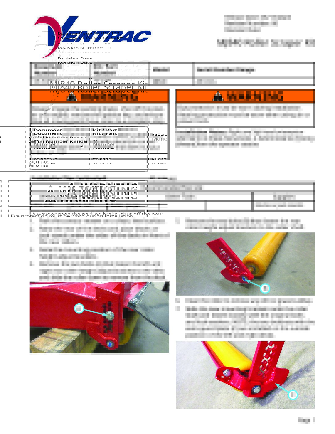 Ventrac MJ Roller Scraper Kit Installation Guide