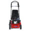 Front view of a red Toro lawn mower with a Honda engine and adjustable handle