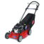 Red Toro lawn mower with a 53 cm cutting deck and a grass bagger attachment