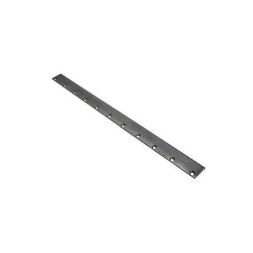 Metal bedknife with 11 holes, designed for fairway mowing applications, showing a sleek, elongated shape