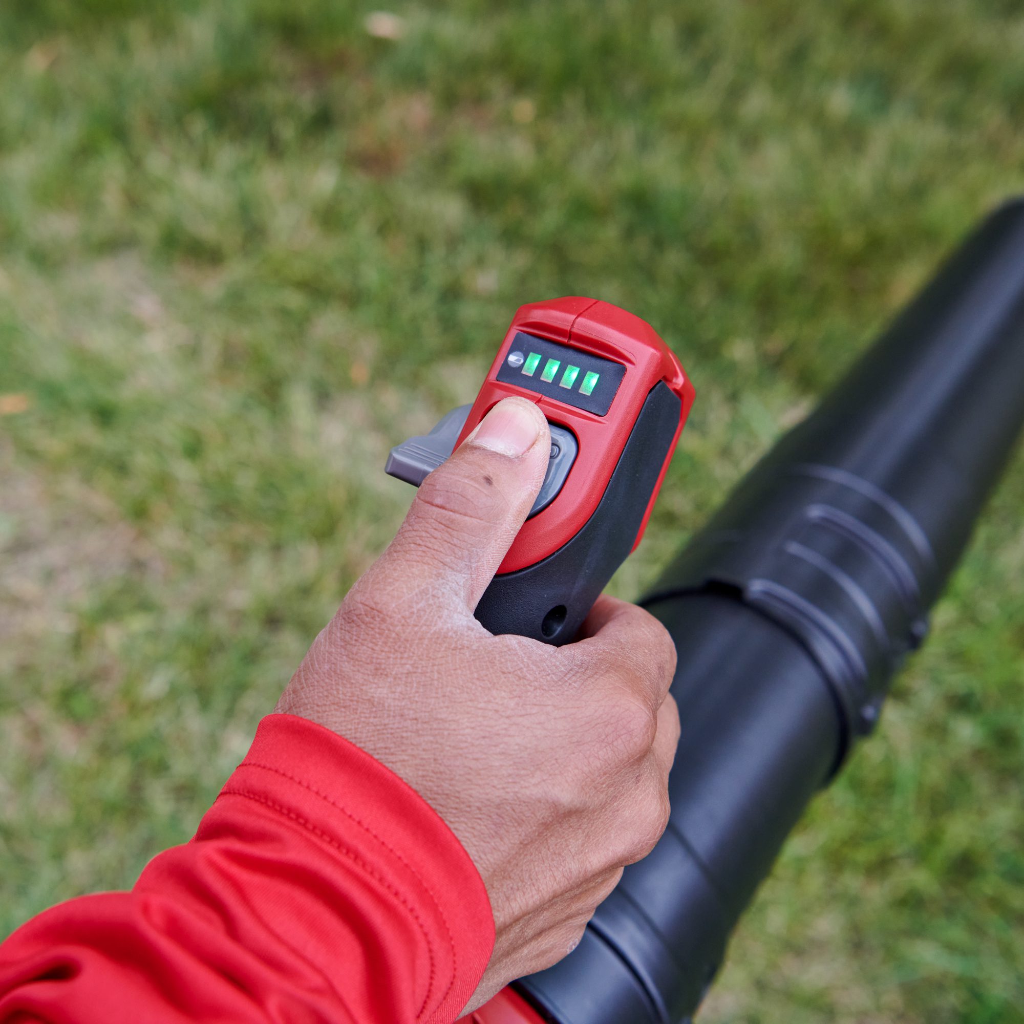 60V MAX Revolution Electric Battery Backpack Leaf Blower Cannon close up 60V MAX Revolution Electric Battery Backpack Leaf Blower Cannon close up