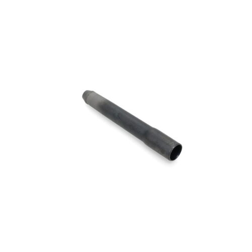 Black hollow tine with a cylindrical shape, showing dimensions relevant for lawn care equipment