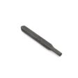 A solid cross tine tool, metallic gray, with a tapered end and flat sides, designed for gardening use