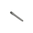 A gray carbide hollow tine with a cylindrical shape and hollow end, designed for turf aeration