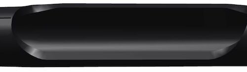 Black HD fairway tine with a cylindrical shape and tapered ends, designed for efficient turf maintenance