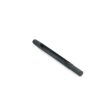 Black metal tine with a cylindrical shape and a hole for attachment, designed for garden tools