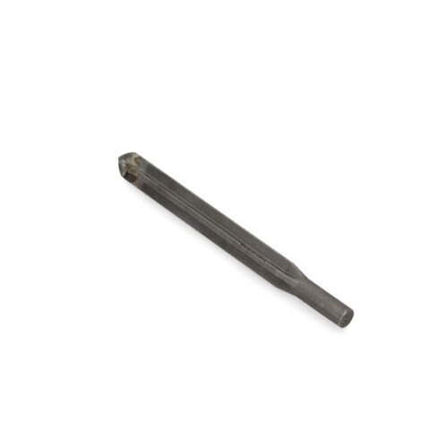 A carbide tine cross tool, gray, with a tapered design and hexagonal end for attachment