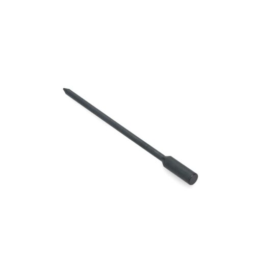 Solid round tine with a pointed end, black color, and cylindrical handle, designed for gardening tasks