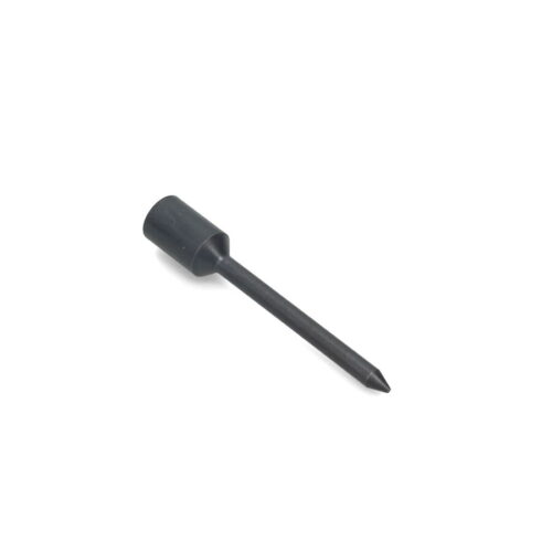 Solid round tine with a pointed end, black color, shown from a side angle