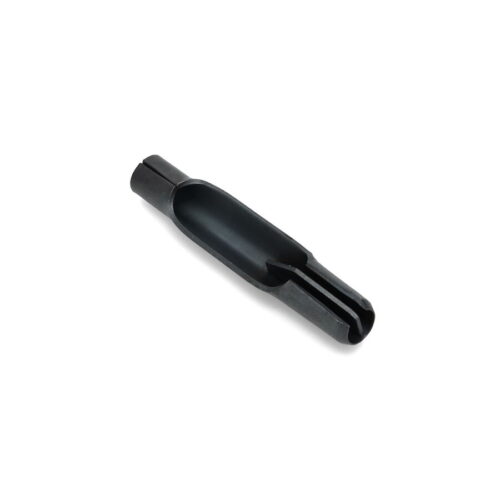 Black split tine with a curved design, showcasing its hollow center and smooth finish