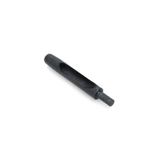 Black quad tine attachment with a cylindrical end, designed for lawn equipment use