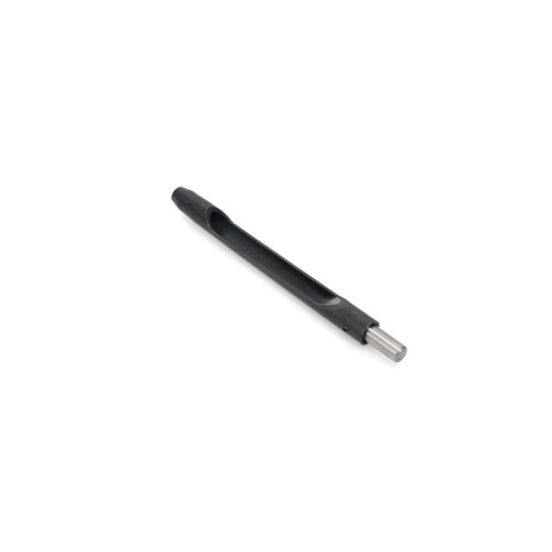 Black hollow tine assembly with a cylindrical end, designed for lawn care equipment