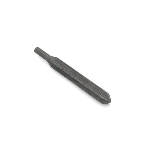 A solid cross tine with a tapered end, featuring a dark metallic finish and rectangular shape