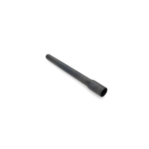 A hollow tine with a tapered end, made of metal, shown from a side angle