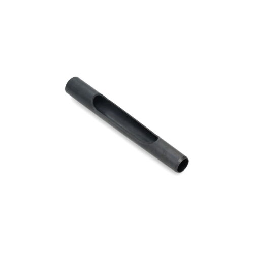 Black tapered tine with a hollow center, designed for side eject functionality in lawn equipment