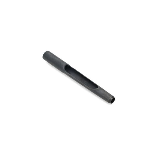Black side eject tine with a cylindrical shape and a central slot for attachment