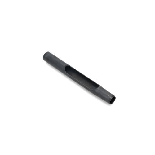 Black metal tine with a hollow center, angled view, designed for Toro Titan side eject models
