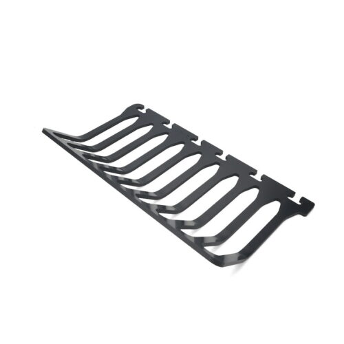 Black left-hand turf guard with four tines, designed for effective lawn maintenance and aeration