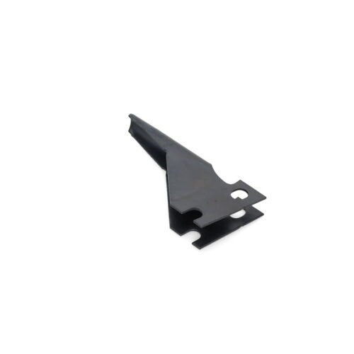 Black open spoon tine with a pointed end and mounting holes, angled for attachment