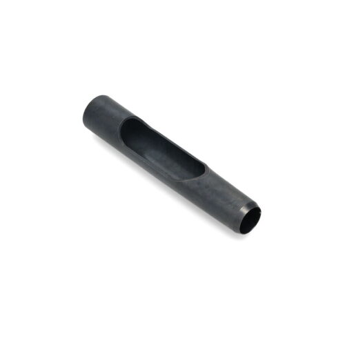 Black side eject tine with a hollow center, showcasing its cylindrical shape and dimensions