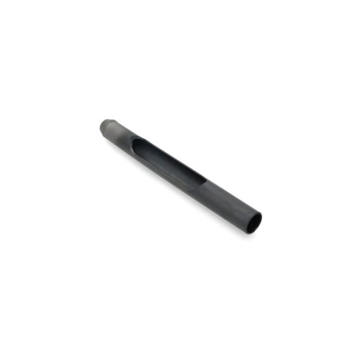 A black carbide tine with a tapered design and side eject feature for lawn equipment
