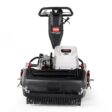 Front view of a Toro electric walk-behind mower with a sleek design and lithium-ion battery compartment
