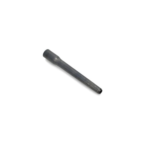 A hollow tine tool, cylindrical and metallic, showing a narrow opening at one end