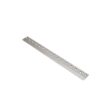 A long, silver bedknife with multiple holes for mounting, designed for precision cutting