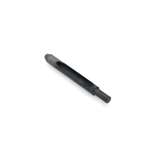 Black quad tine attachment with a cylindrical end, designed for lawn care equipment