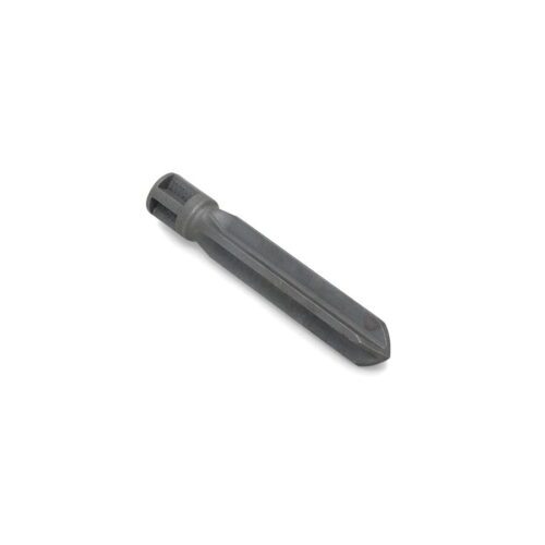 A single black cross tine tool with a tapered end, viewed from the side
