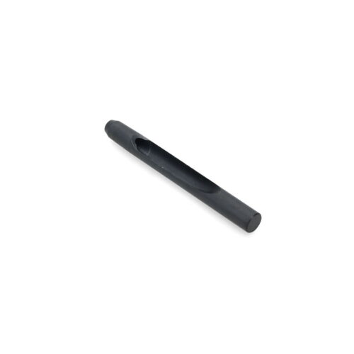 Black quad tine with a cylindrical shape and a central groove, designed for Toro equipment
