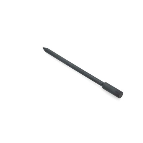 Solid round tine with a pointed end, black metal, measuring 5.50 inches long and 0.25 inches wide