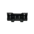 Black metal tine holder with multiple mounting holes, viewed from above