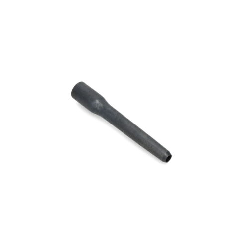 Close-up of a black hollow tine, cylindrical shape, designed for aerating soil