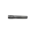 A black hollow tine with a tapered end, showing wear and tear, viewed from the side