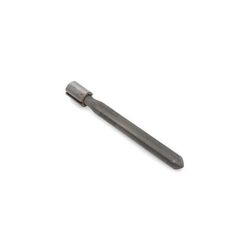 Metal tine cross tool with a cylindrical top and pointed end, designed for soil aeration