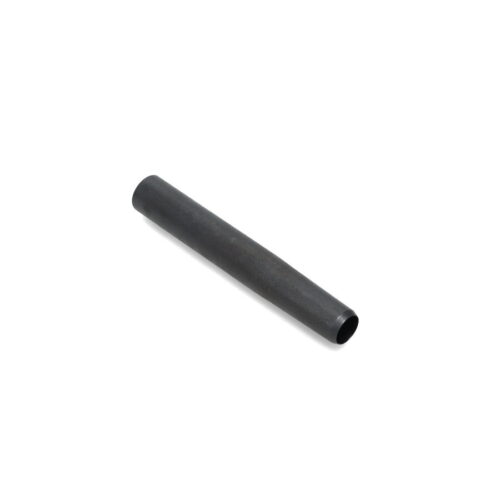 A black hollow tine with a cylindrical shape, showing a smooth surface and open ends