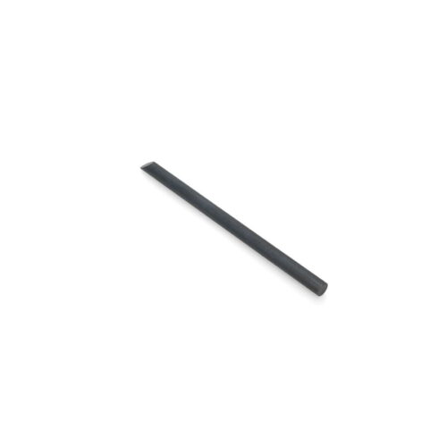 A solid 12mm tine, black, elongated and straight, suitable for gardening tools
