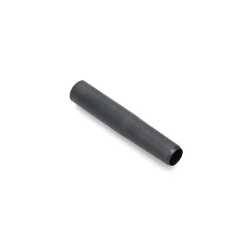 A hollow tine in black, cylindrical shape, showing a tapered end and smooth surface