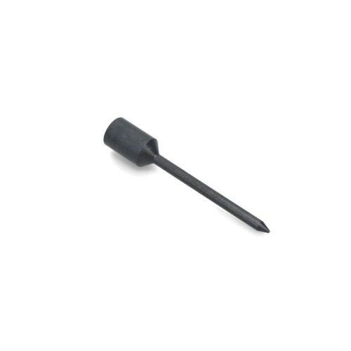 Solid round tine with a pointed end, black color, shown from the side