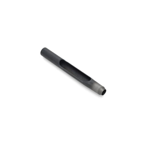 Black metal tine with a side eject design, featuring a smooth cylindrical shape and a cutout section