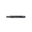 Black quad tine with a smooth surface, featuring a tapered end and a hollow center