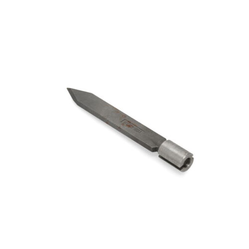 Metal slicing tine with a pointed tip and cylindrical base, designed for efficient soil aeration