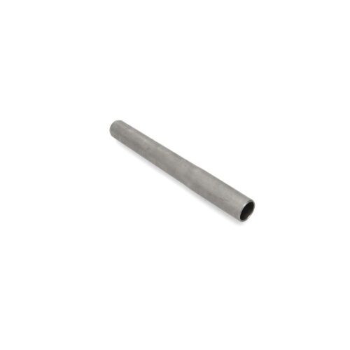 A hollow metal tine with a cylindrical shape, showing a smooth, gray surface