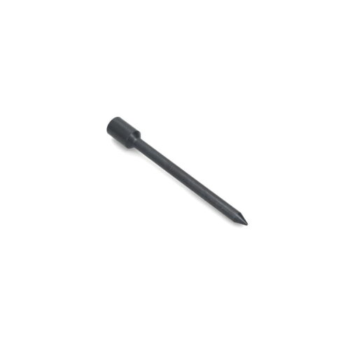 A solid round tine with a pointed tip, black metal finish, shown from the side