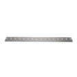 A long, silver bedknife with multiple mounting holes, designed for precise lawn cutting