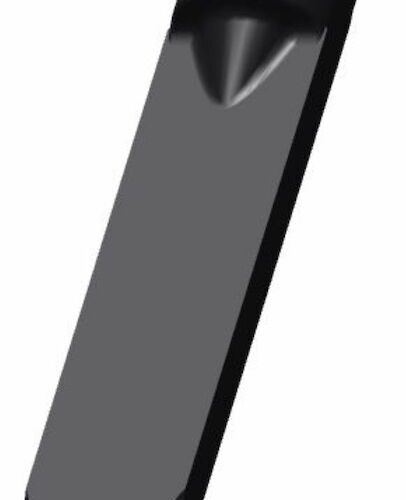 Black solid slicing tine with a pointed tip, designed for effective soil penetration and slicing